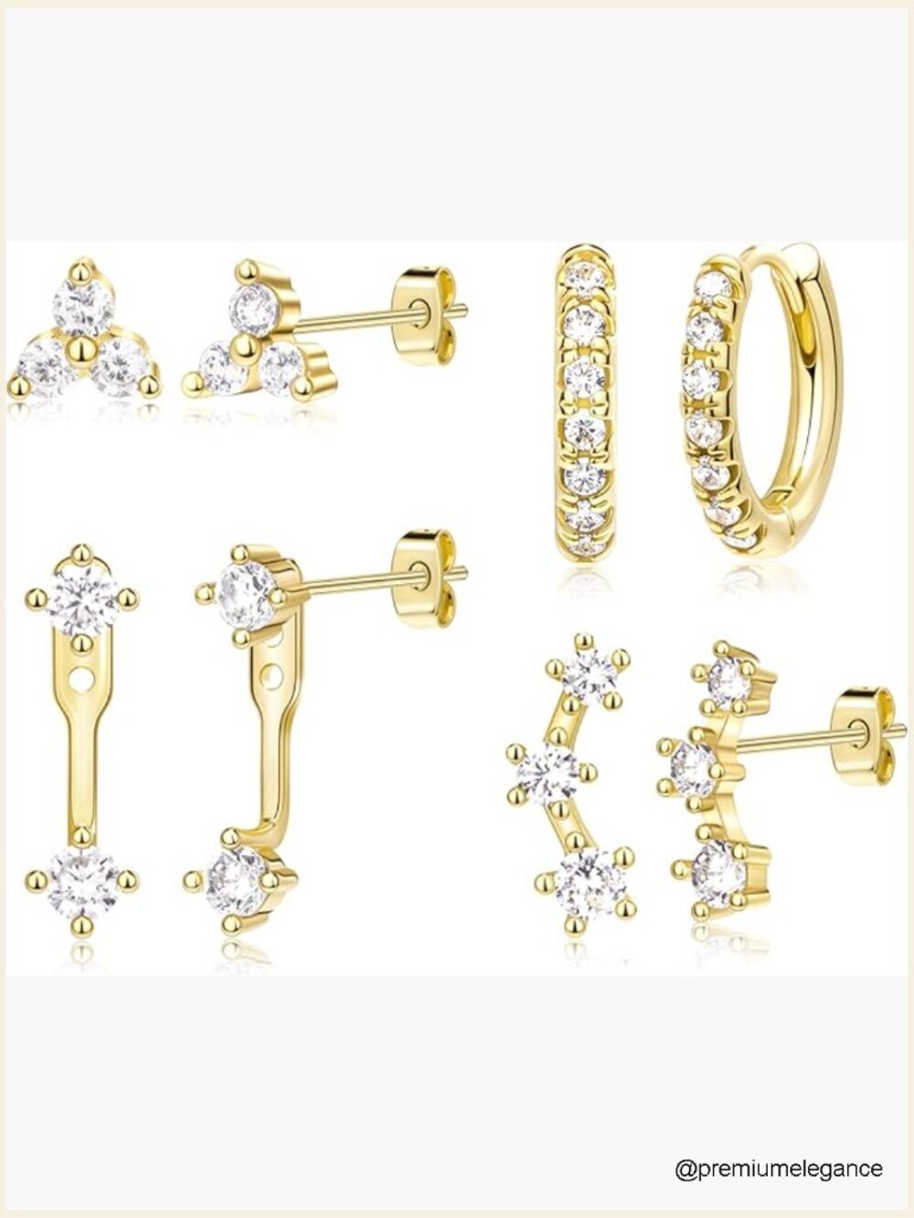4 Pairs Stud Hoop Earrings Set for Women, Huggie Jacket, Cartilage Jewelry, Gift